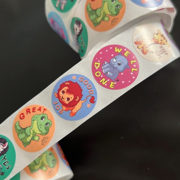 500 pcs Animal Stickers 1 inch (1 roll) - Picture 3 of 16